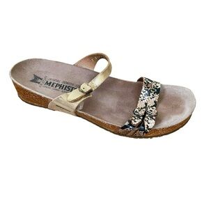 Mephisto Gold and Snake Pattern Sandals